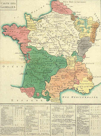 Carte des gabelles en 1791